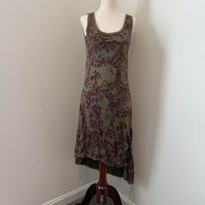 Danza Olive Green Purple Floral Dress